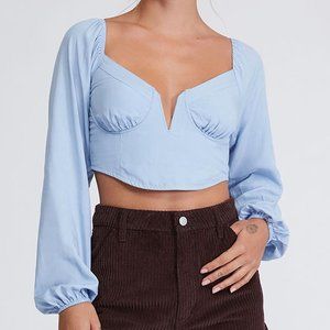 NWT PacSun LA Hearts Long Sleeve Notched V-Neck Corset Top